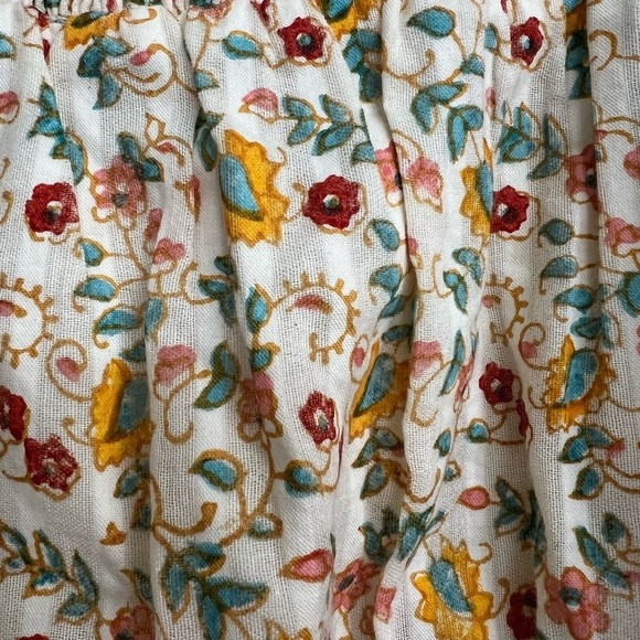 Cleobella Multicolor Floral Rhea Cropped Blouse in Carnation Size Large - Picture 4 of 6